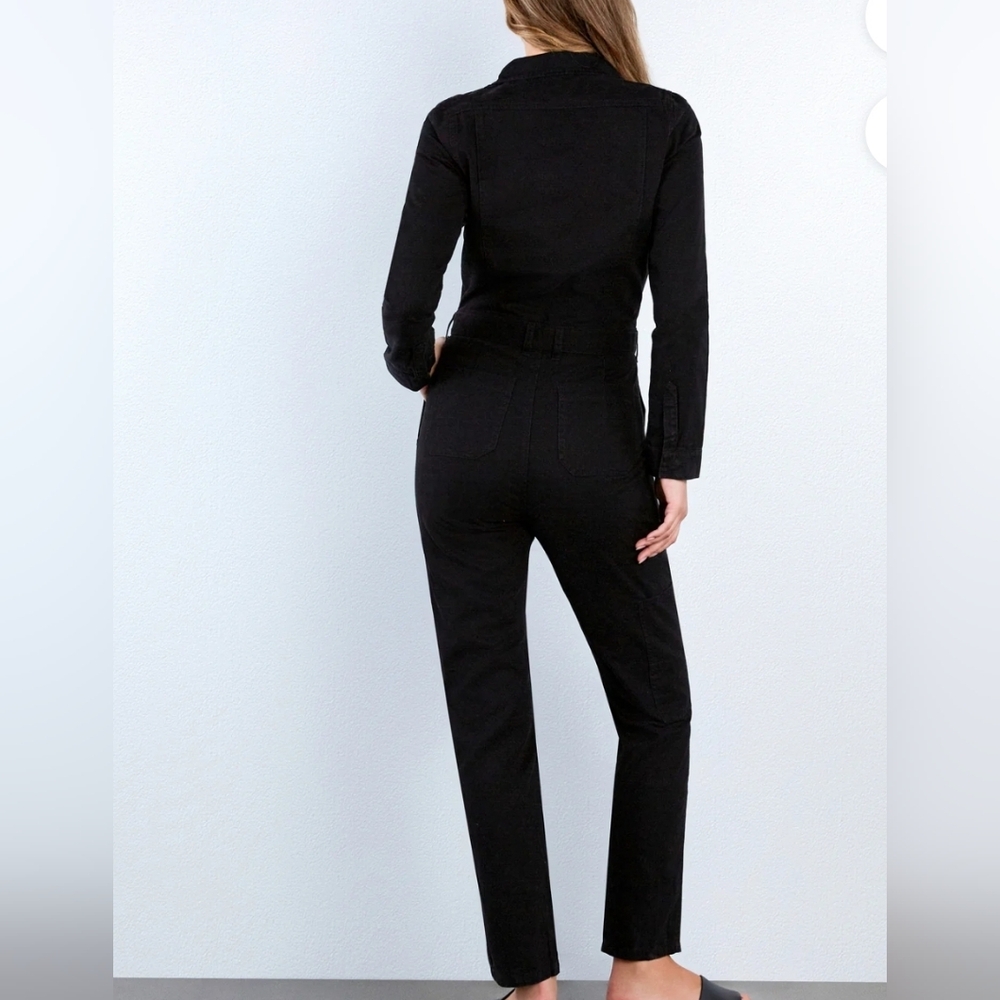 Wash Lab Womens Long Sleeve Black Hi-Bar Denim Jumpsuit Size Small - Picture 4 of 13